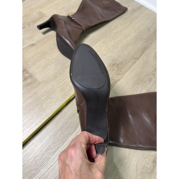 Ralph Lauren Dk Brown Burnished Calf Leather Becca Heels Wide Calf Boots 8.5 - Picture 8 of 10